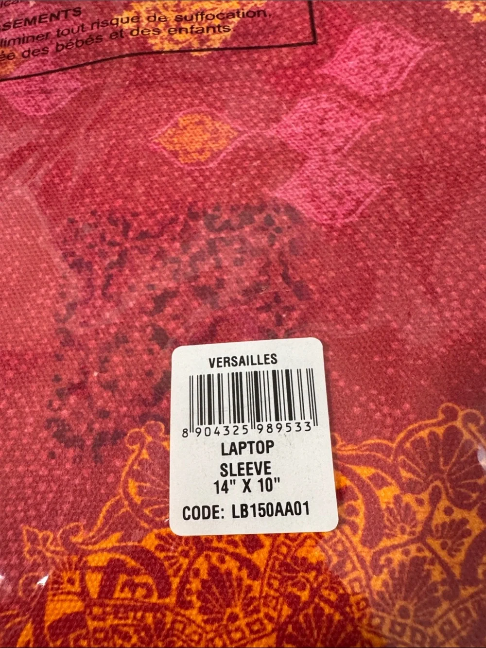 Maison d' Hermine Red and Orange Patterned Laptop Bag NWT